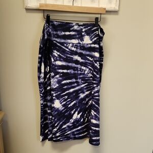 Sunny Leigh Navy and White Tie-Dye Midi Skirt Sz. XL